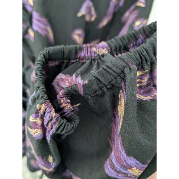 LANE BRYANT Top Women's Plus Sz 22 Blouse Black Purple Laceup Boho Peasant Shirt - Picture 6 of 15